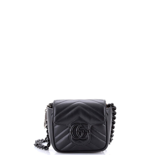 GUCCI GG Marmont Flap Belt Bag Matelasse Leather Mini