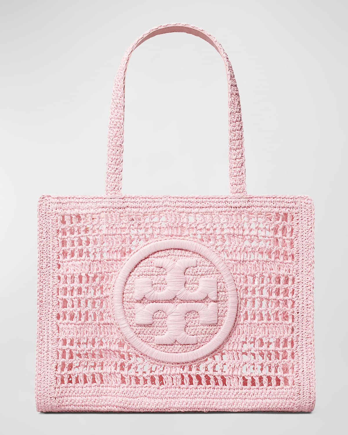 Tory Burch Ella Small Crochet Straw Tote Bag