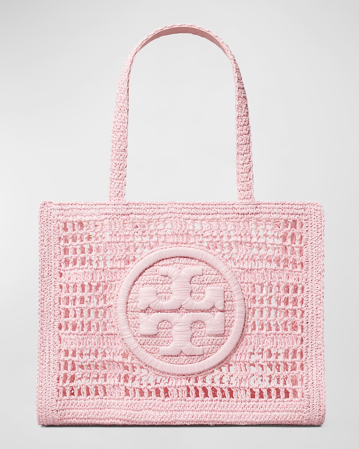 Tory Burch Ella Small Crochet Straw Tote Bag