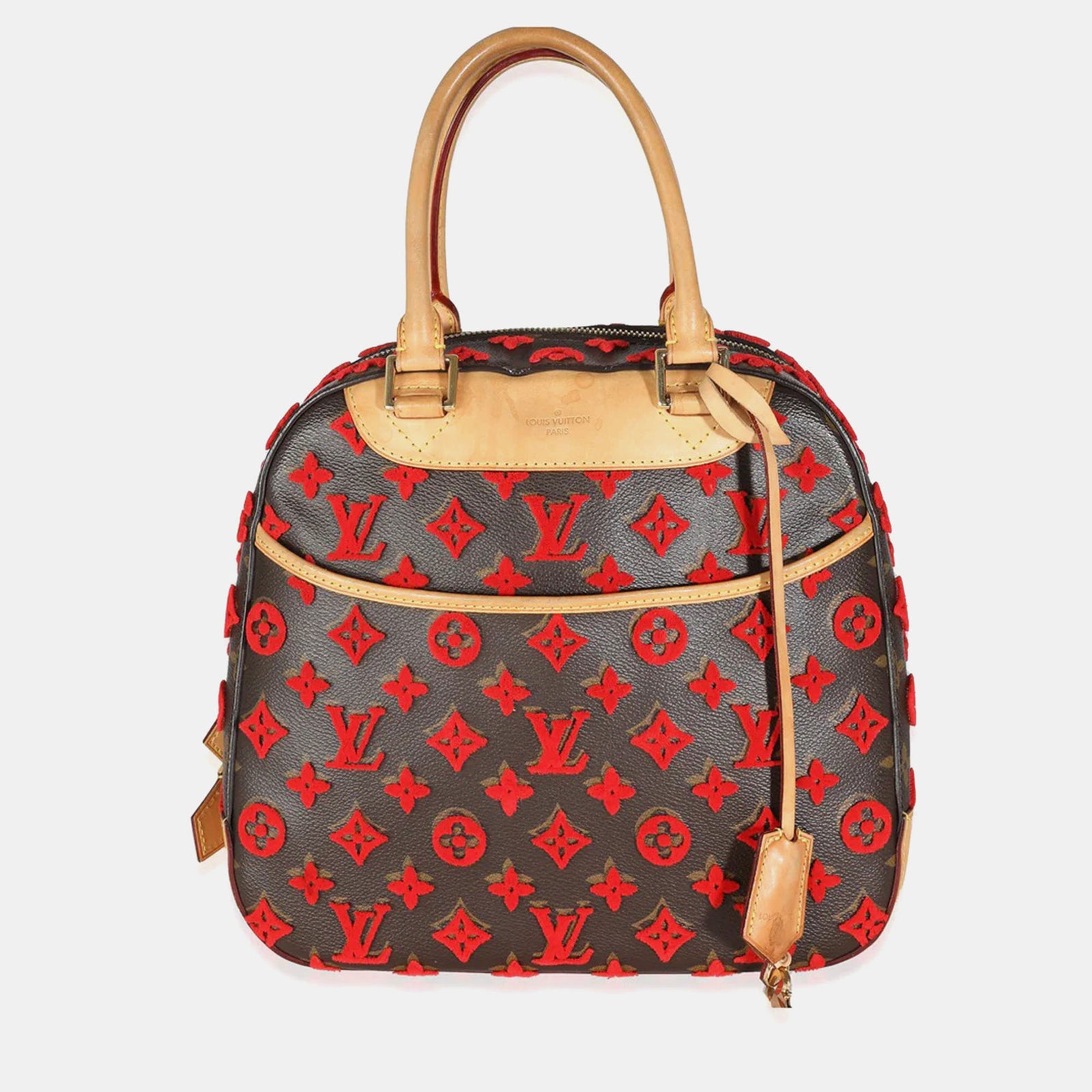 Louis Vuitton Cartable cube Deauville en toile monogram rouge tuffetage