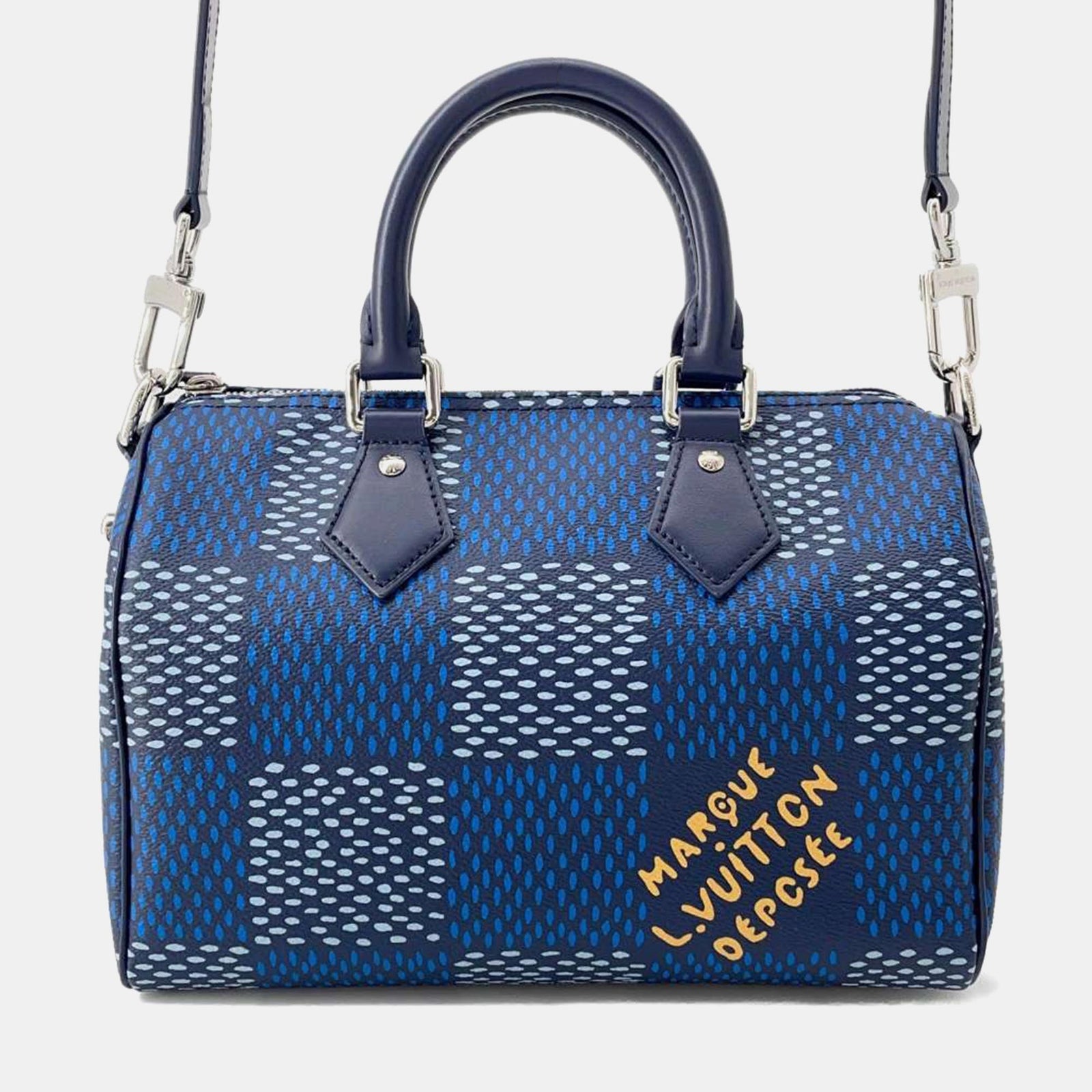 Louis Vuitton Blaue, mehrfarbige Damier Heritage Speedy Bandouliere 25 Reisetasche