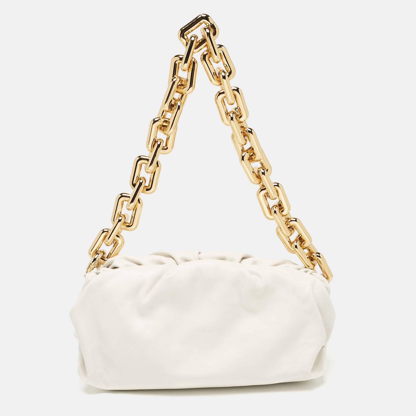 Bottega Veneta White Leather The Chain Pouch Bag