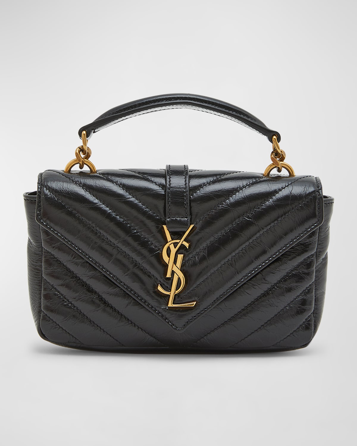 Saint Laurent College Mini YSL Quilted Crossbody Bag