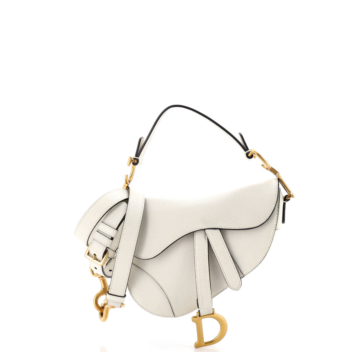 Christian Dior Saddle Handbag with Strap Leather Mini