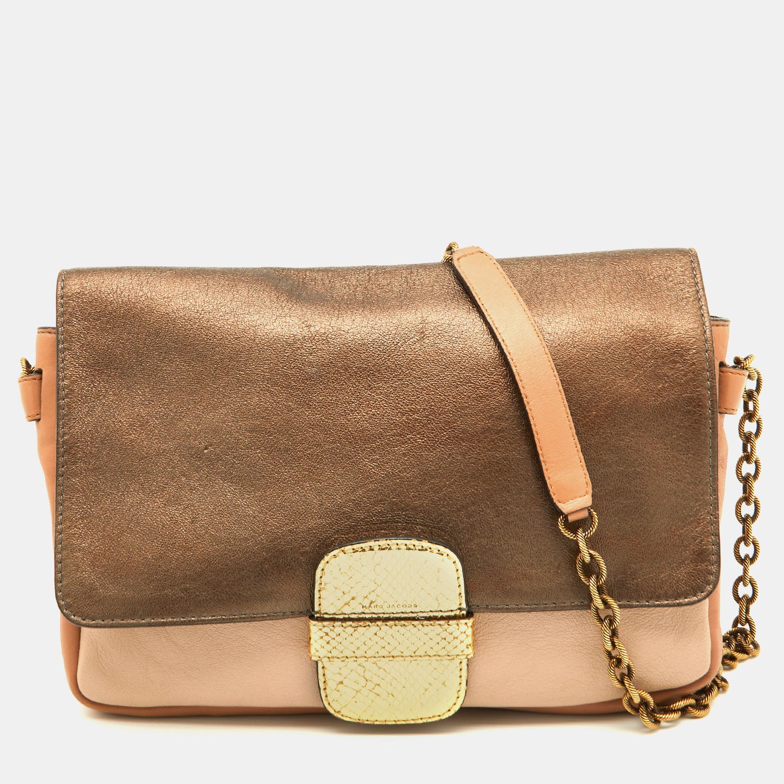 Marc Jacobs Multicolor Leather and Watersnake Leather Flap Shoulder Bag