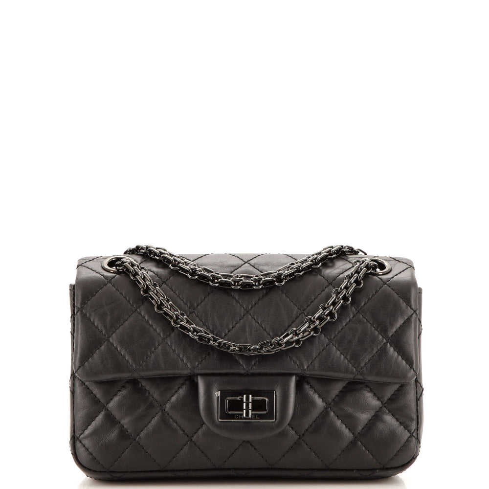 CHANEL So Black Reissue 2.55 Flap Bag Quilted Aged Calfskin Mini