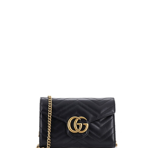 GUCCI GG Marmont Chain Wallet Matelasse Leather Mini