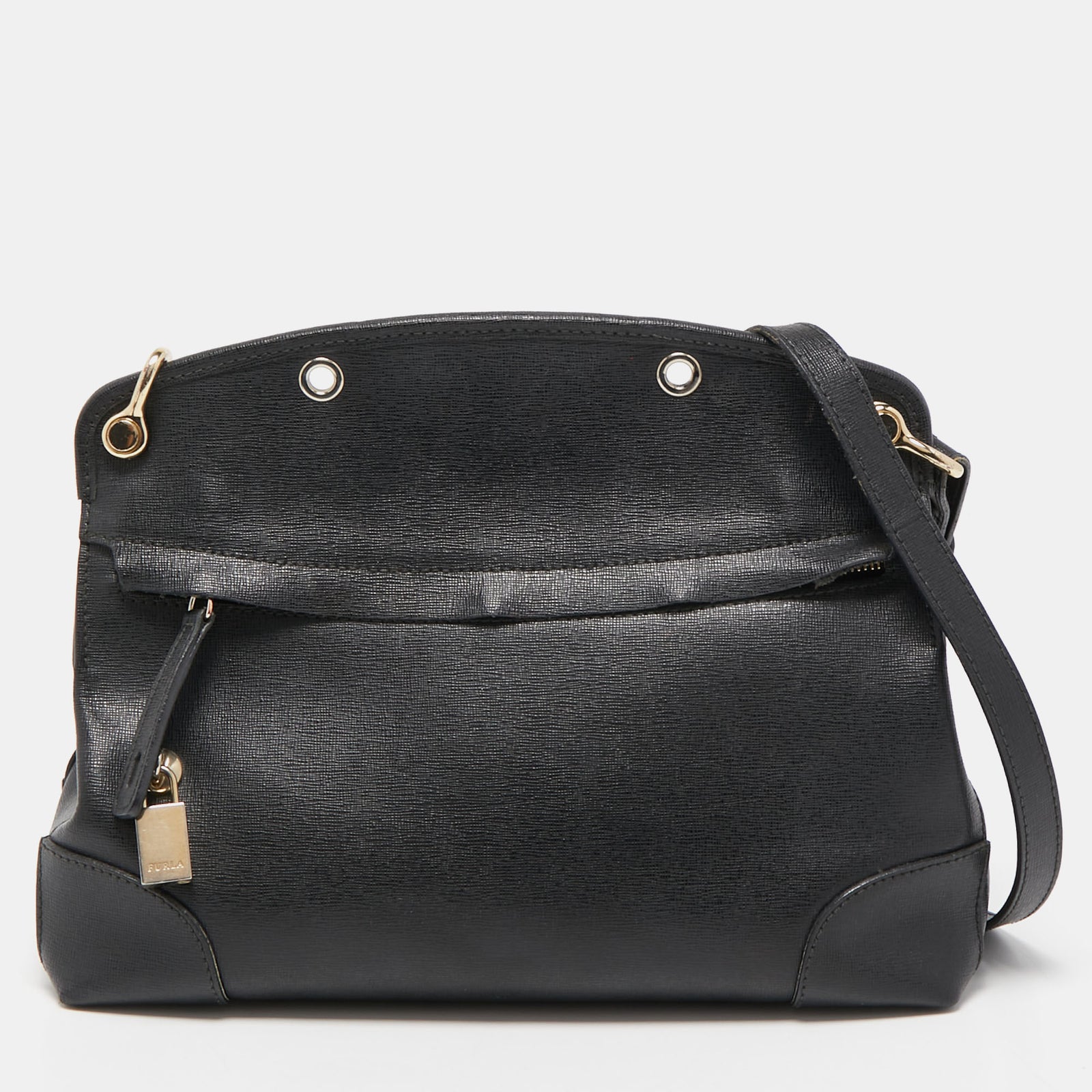 Furla Black Leather Piper Satchel