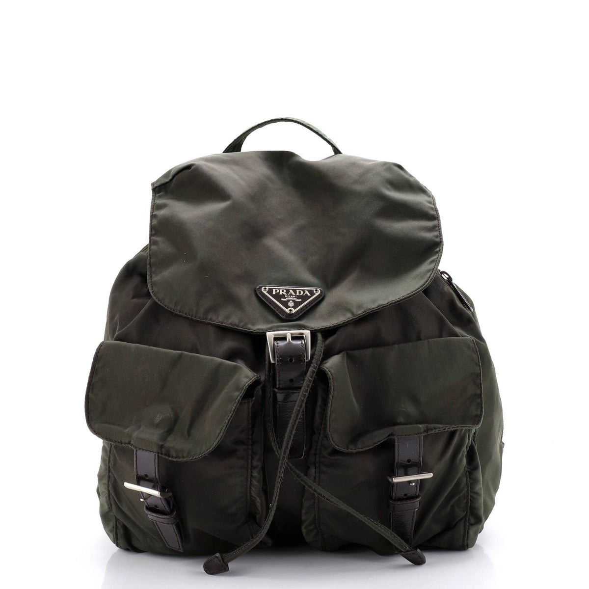 Prada PRADA Vela Double Front Pocket Backpack Tessuto with Saffiano Leather Medium