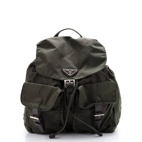 PRADA Vela Double Front Pocket Backpack Tessuto with Saffiano Leather Medium