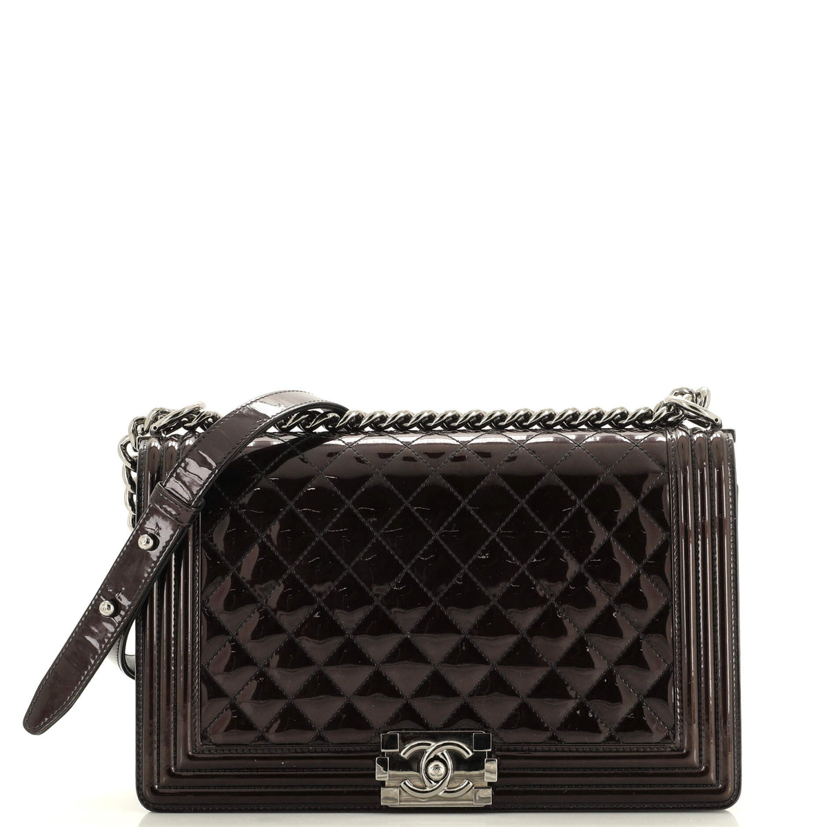 Chanel CHANEL Boy Flap Bag Quilted Patent New Medium