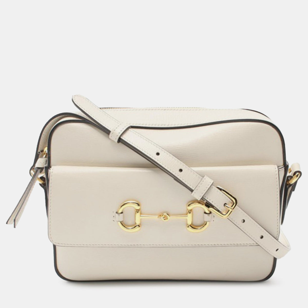 Gucci White Leather Small Horsebit 1955 Crossbody Bag