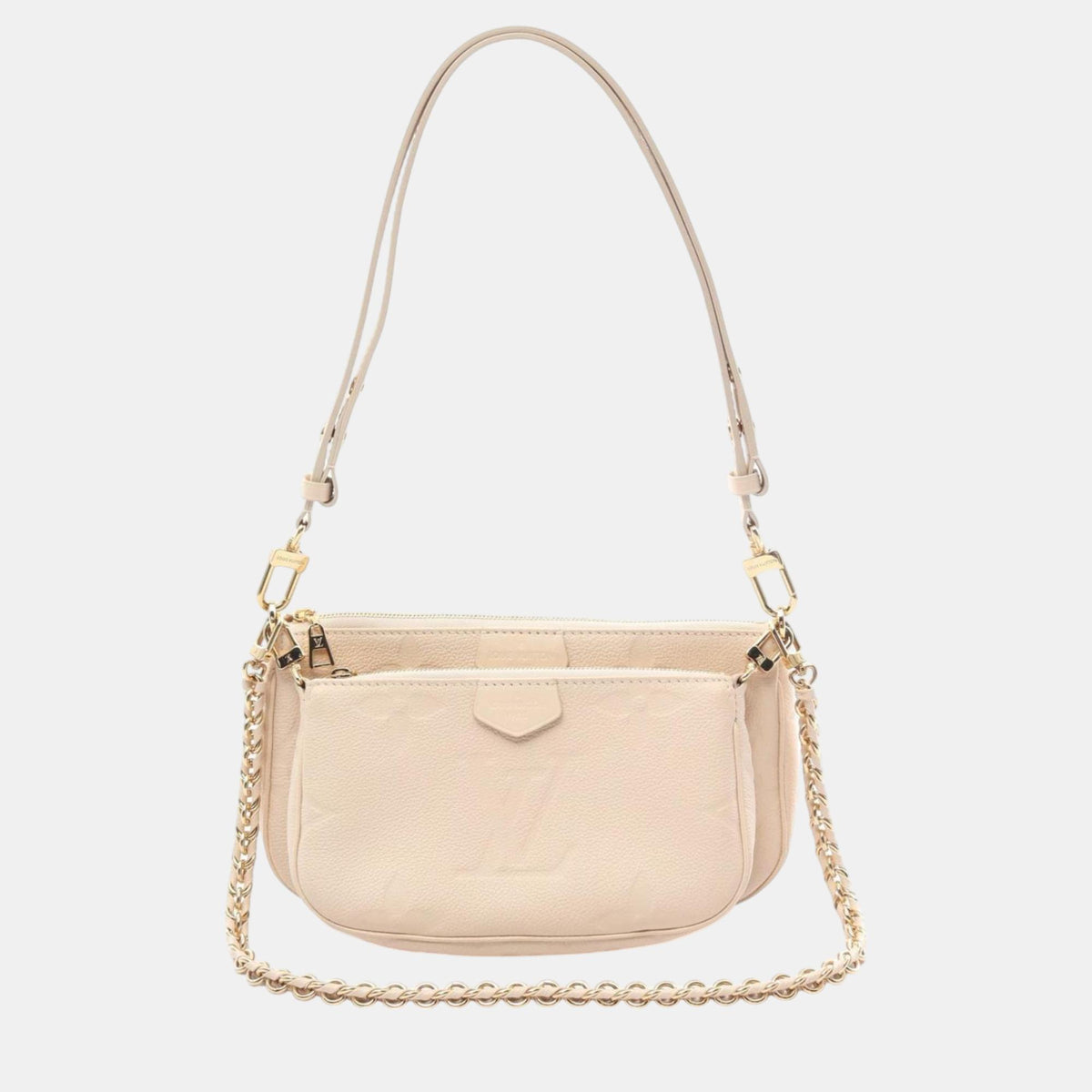 Louis Vuitton Ivory Leather Multi Pochette Monogram Empreinte Creme Bag