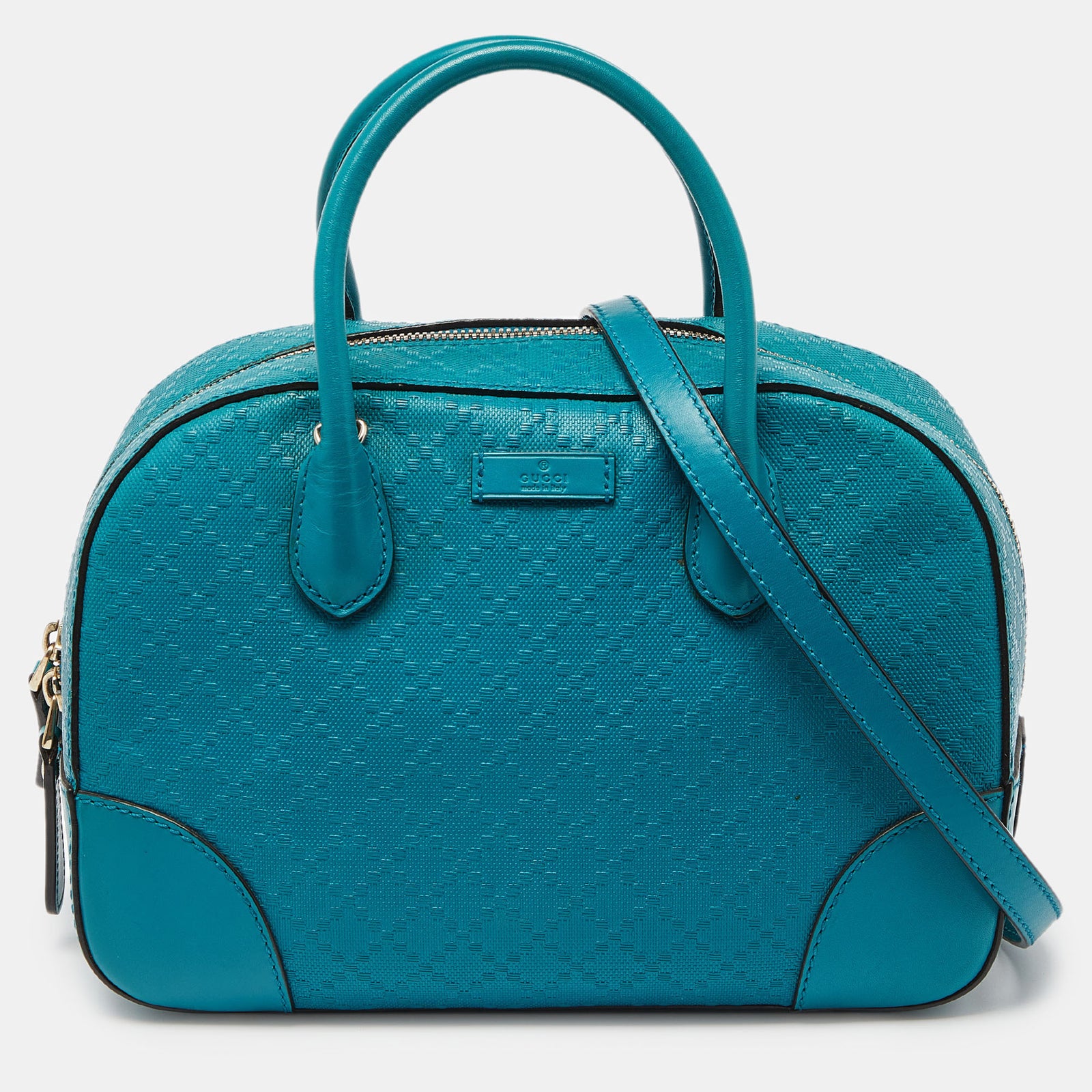 Gucci Turquoise Diamante Leather Small Satchel