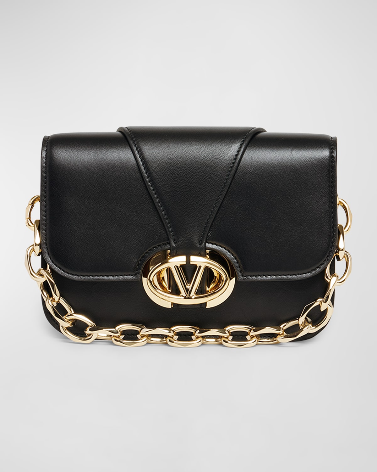 Valentino Small VLOGO Flap Leather Shoulder Bag