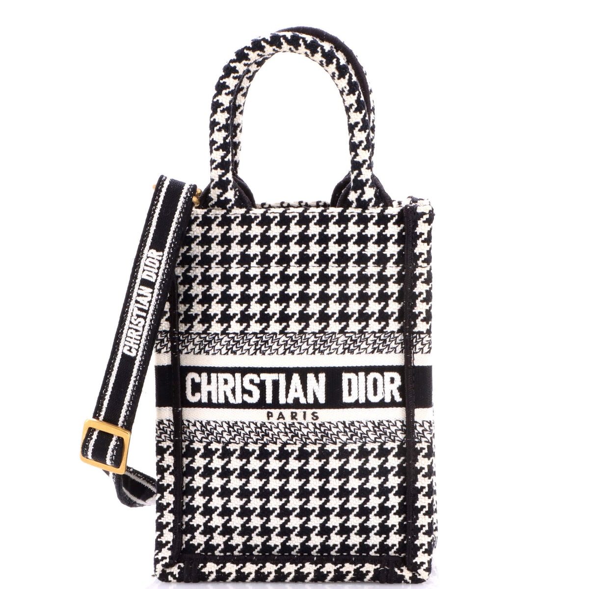 Christian Dior Book Tote Phone Bag Embroidered Canvas Mini