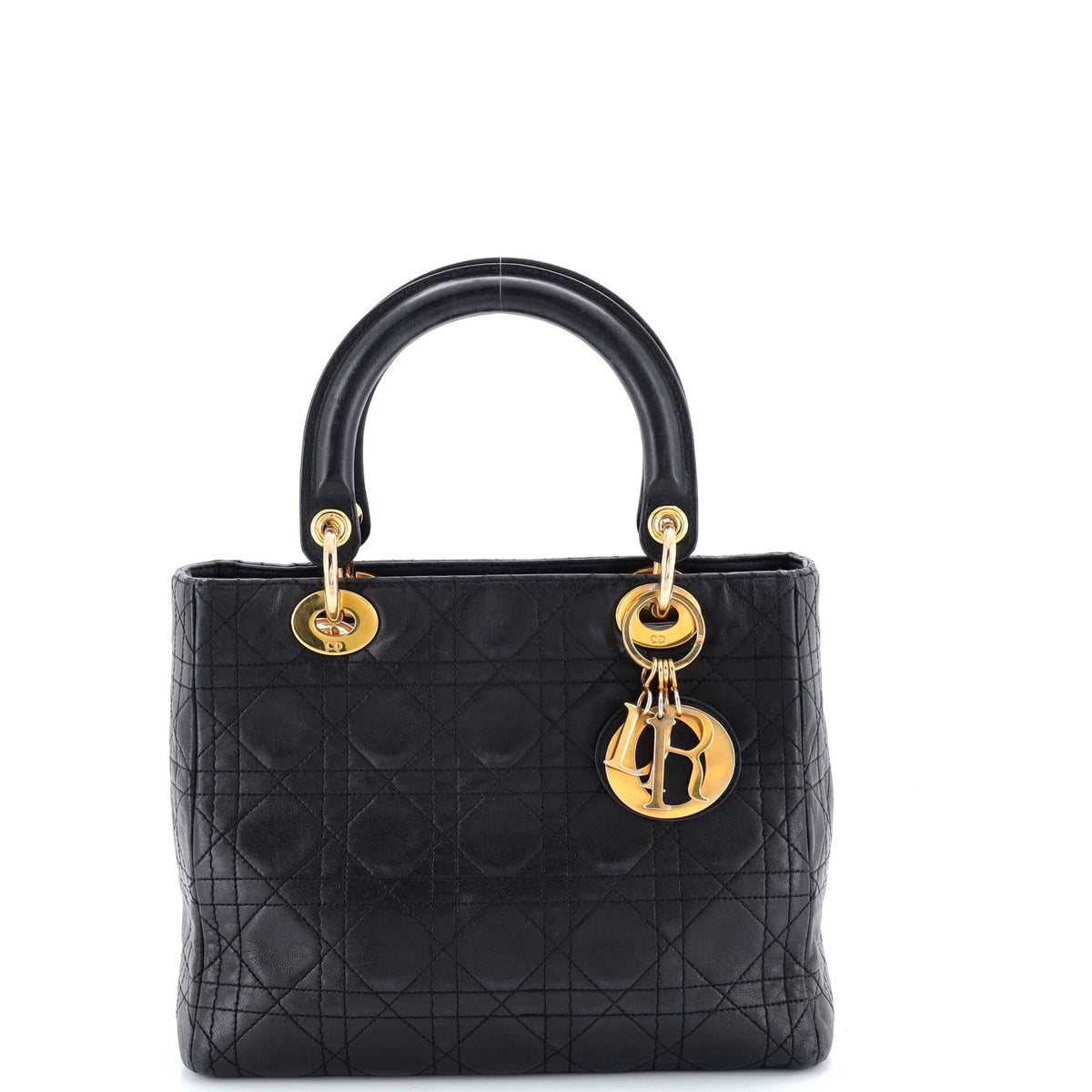 Christian Dior Vintage Lady Dior Bag Cannage Quilt Lambskin Medium