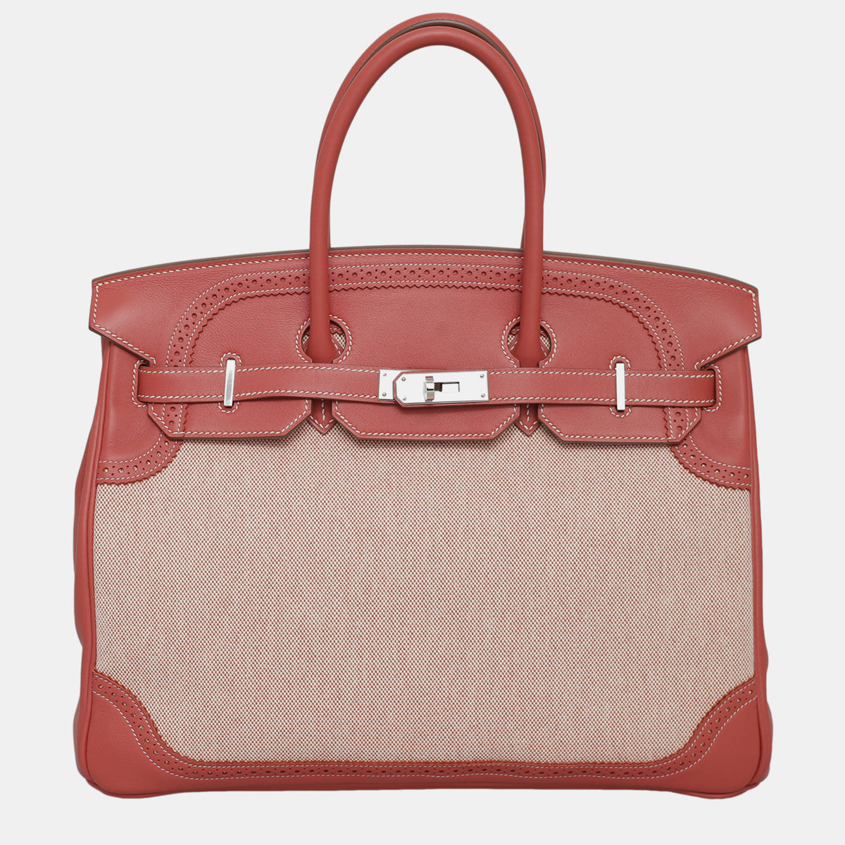 Hermès Sanguine Ghillies Toile Birkin 35 Bag