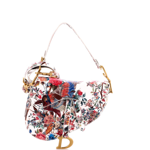 Saddle Handbag with Strap Printed Leather Medium