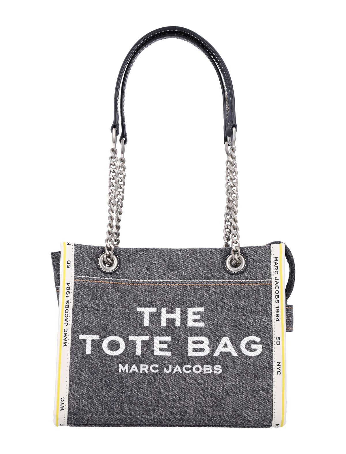 Marc Jacobs Women's The Denim Chain Small Tote Bag in Black Wash | 24A2F4HTT029H05 Color 965