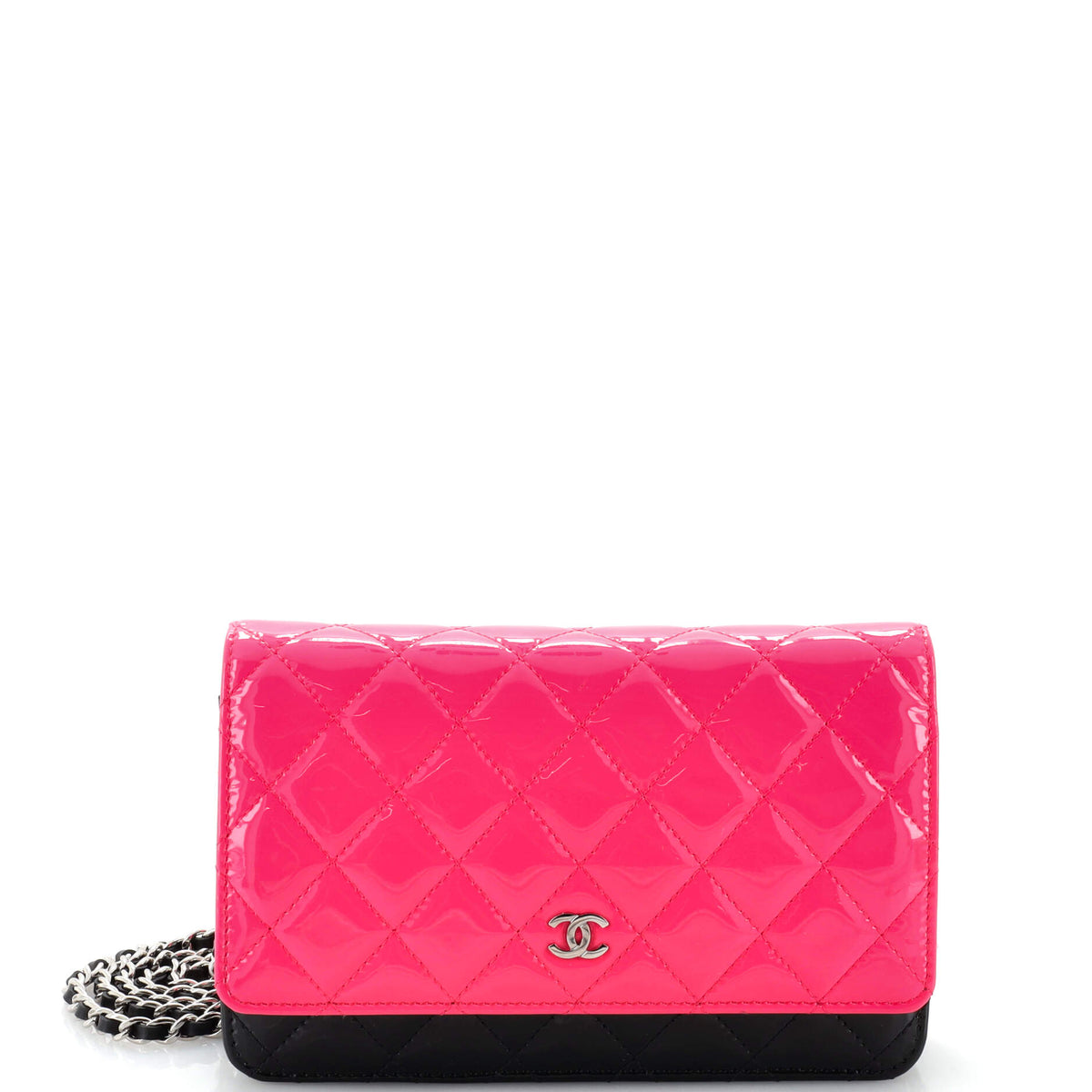 Chanel CHANEL Bicolor Wallet on Chain Quilted Patent