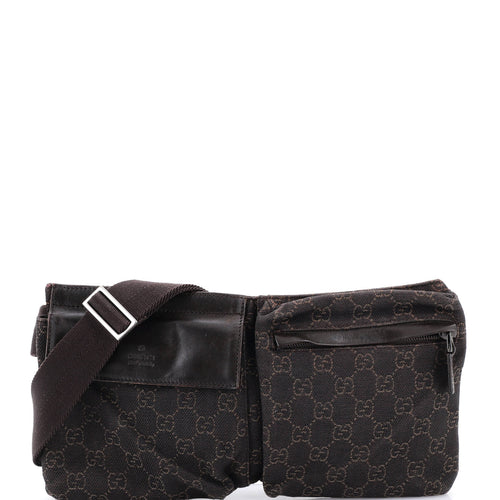 GUCCI Vintage Double Belt Bag GG Denim