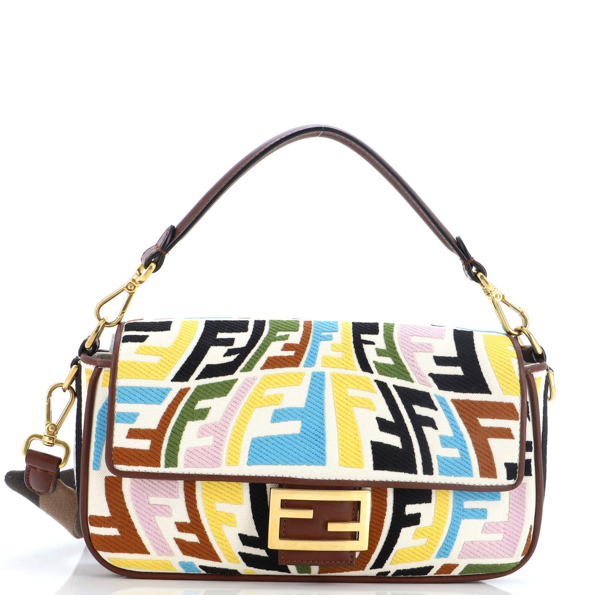 Fendi FENDI Baguette NM Bag Fish-Eye FF Embroidered Canvas Medium