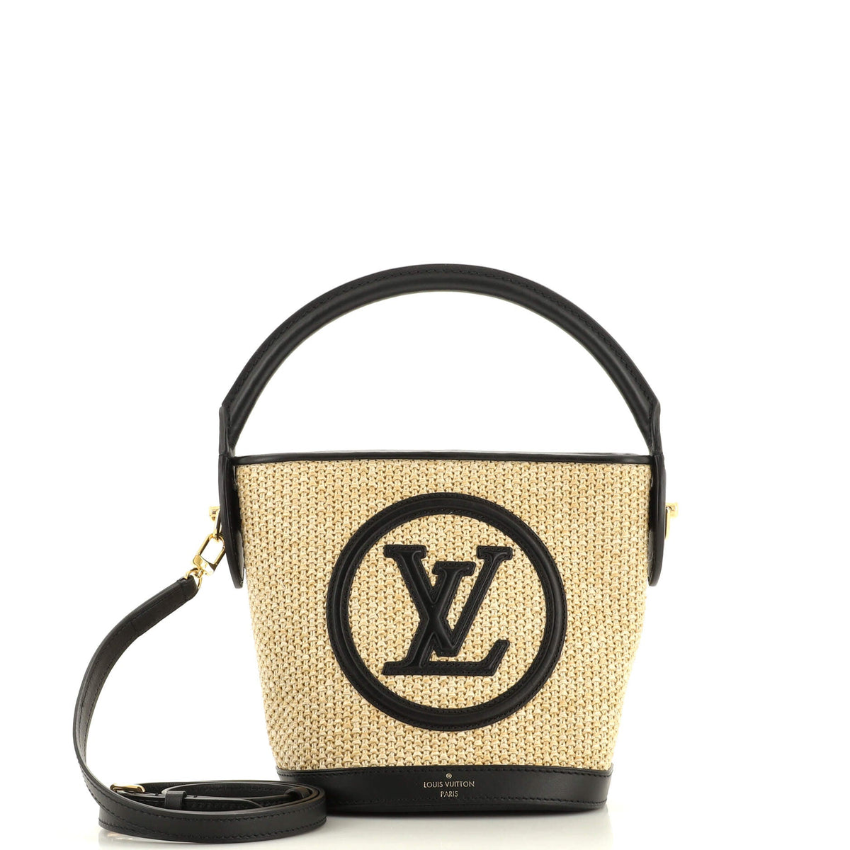 Louis Vuitton Petit Bucket NM Bag Raffia with Leather