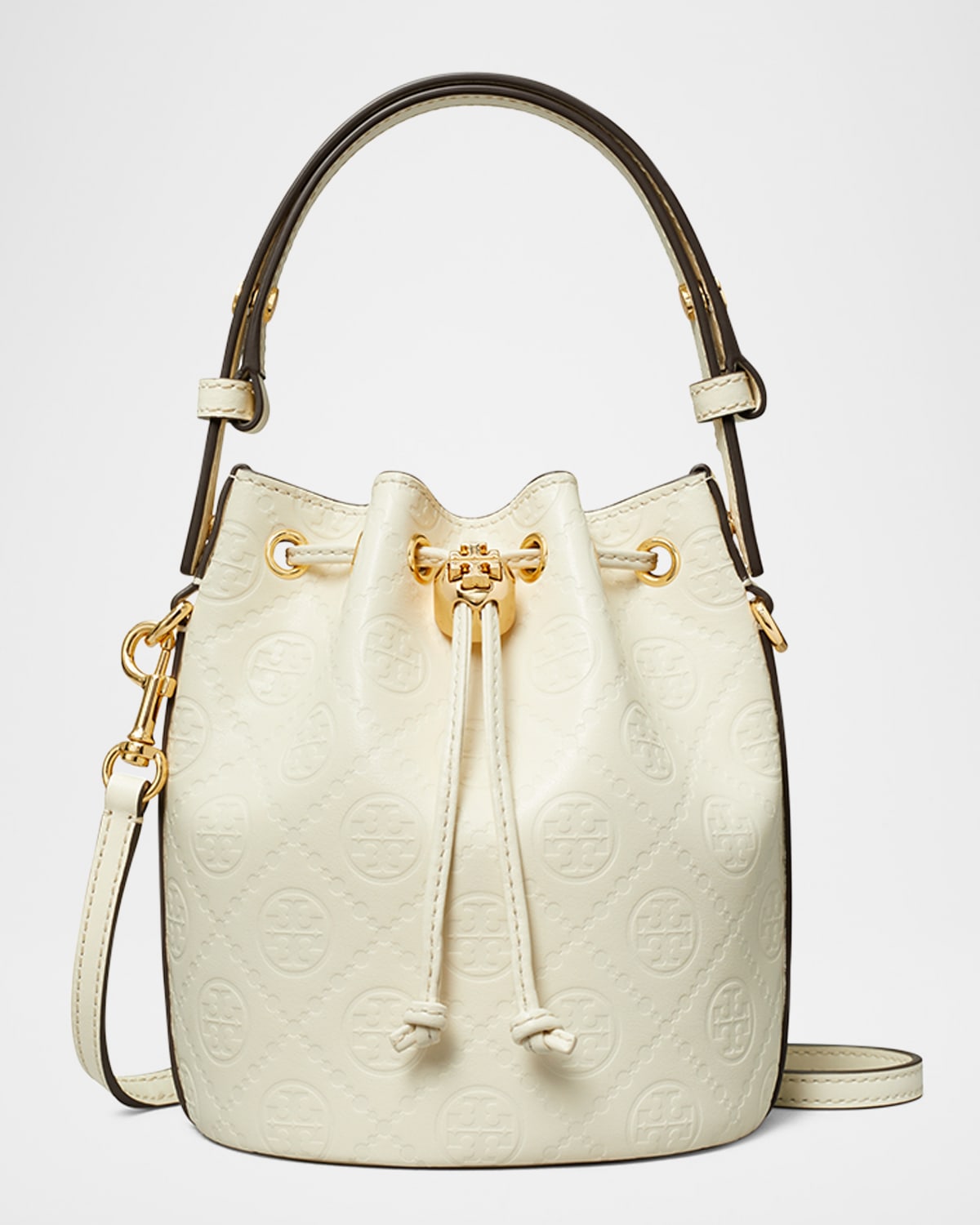 Tory Burch T Monogram Leather Bucket Bag