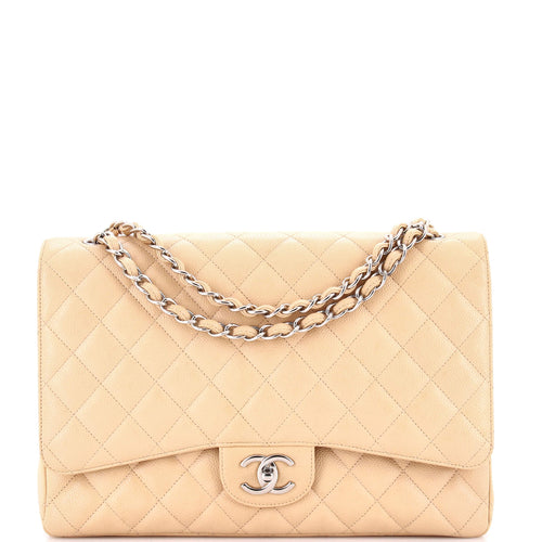CHANEL Classic Double Flap Bag Quilted Caviar Maxi