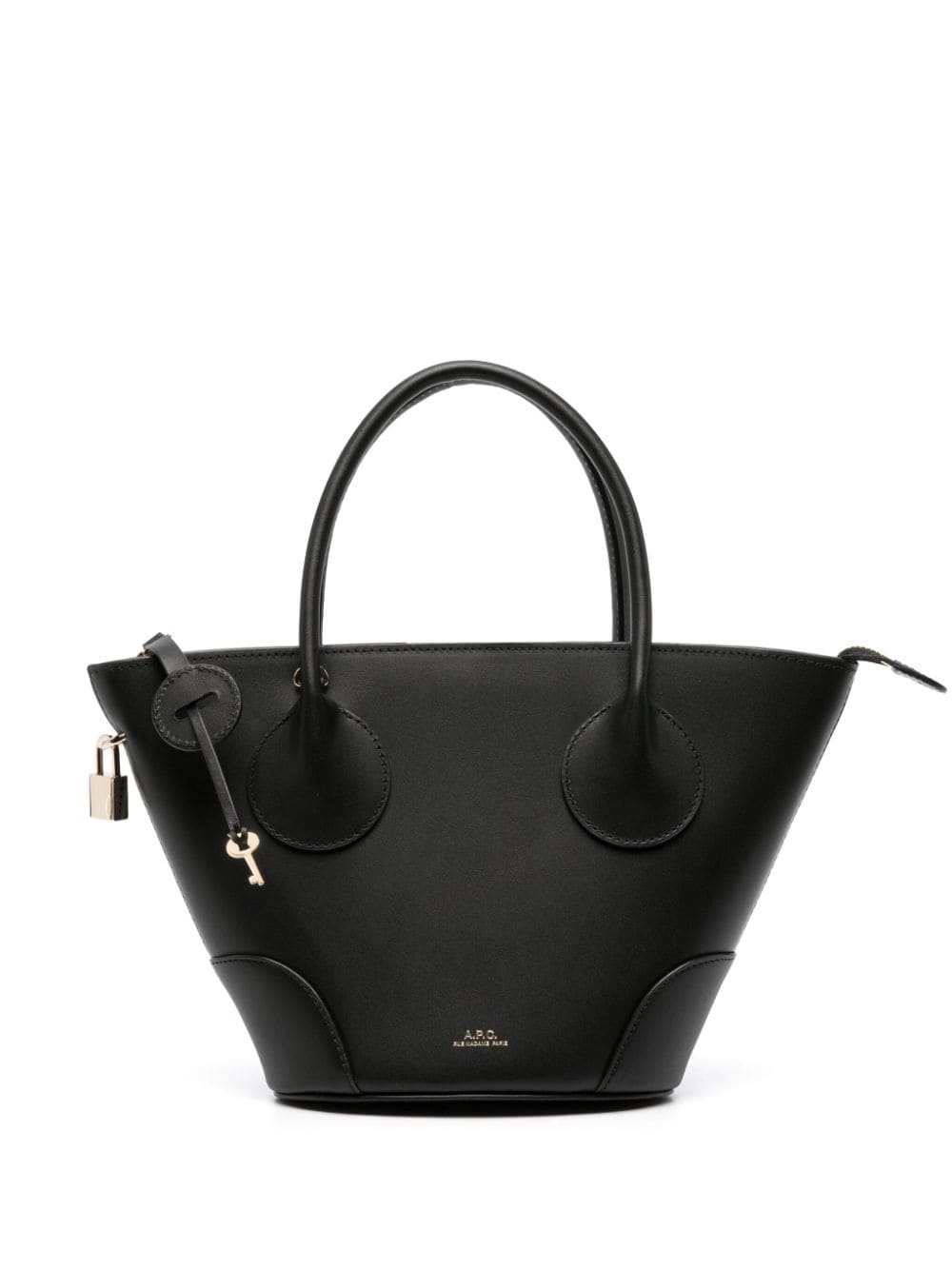 A.p.c. Women's Leather Logo Tote Bag in Black | Size UNICA | PXAWVF61863