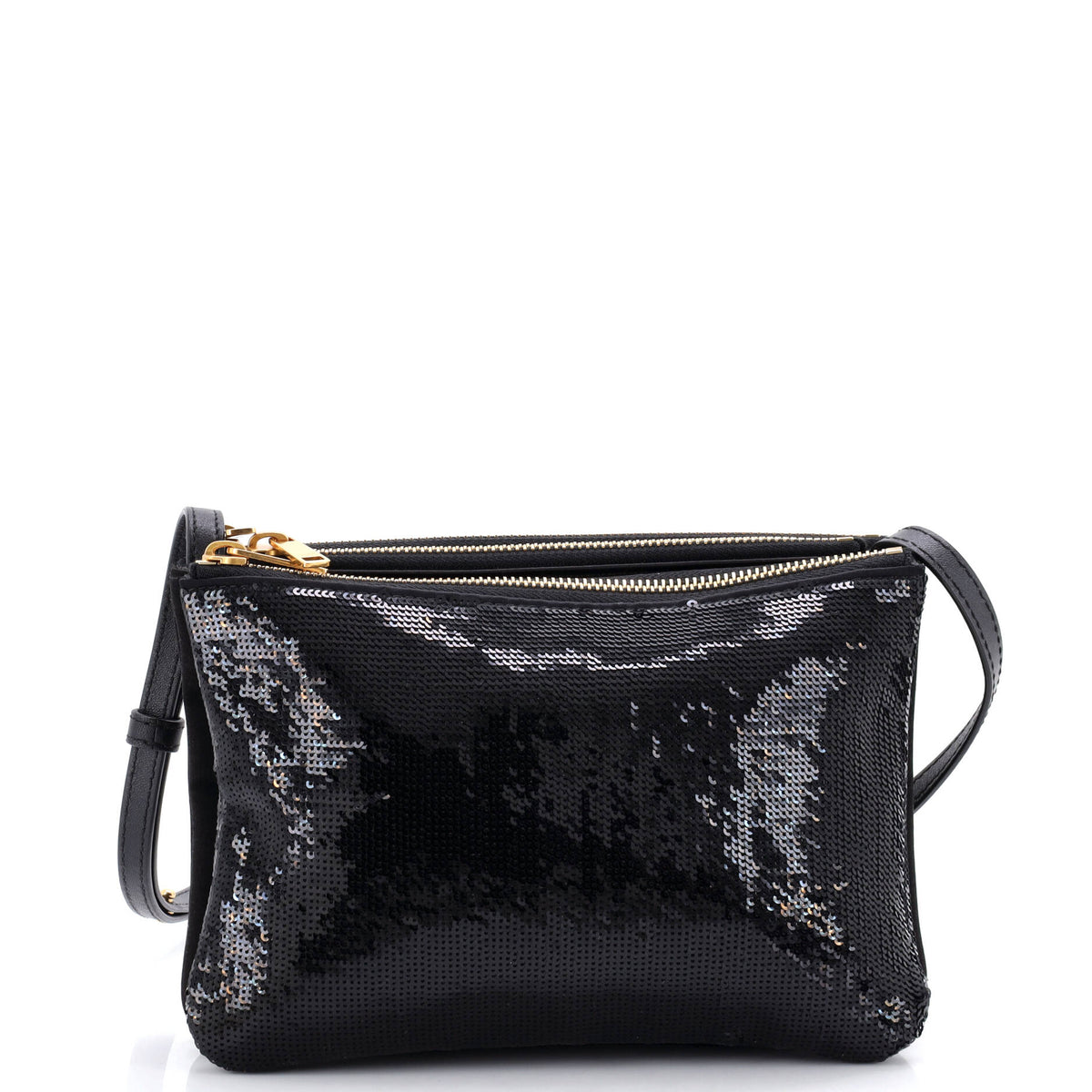 Celine CELINE Trio Crossbody Bag Sequin Embellished Nylon Small