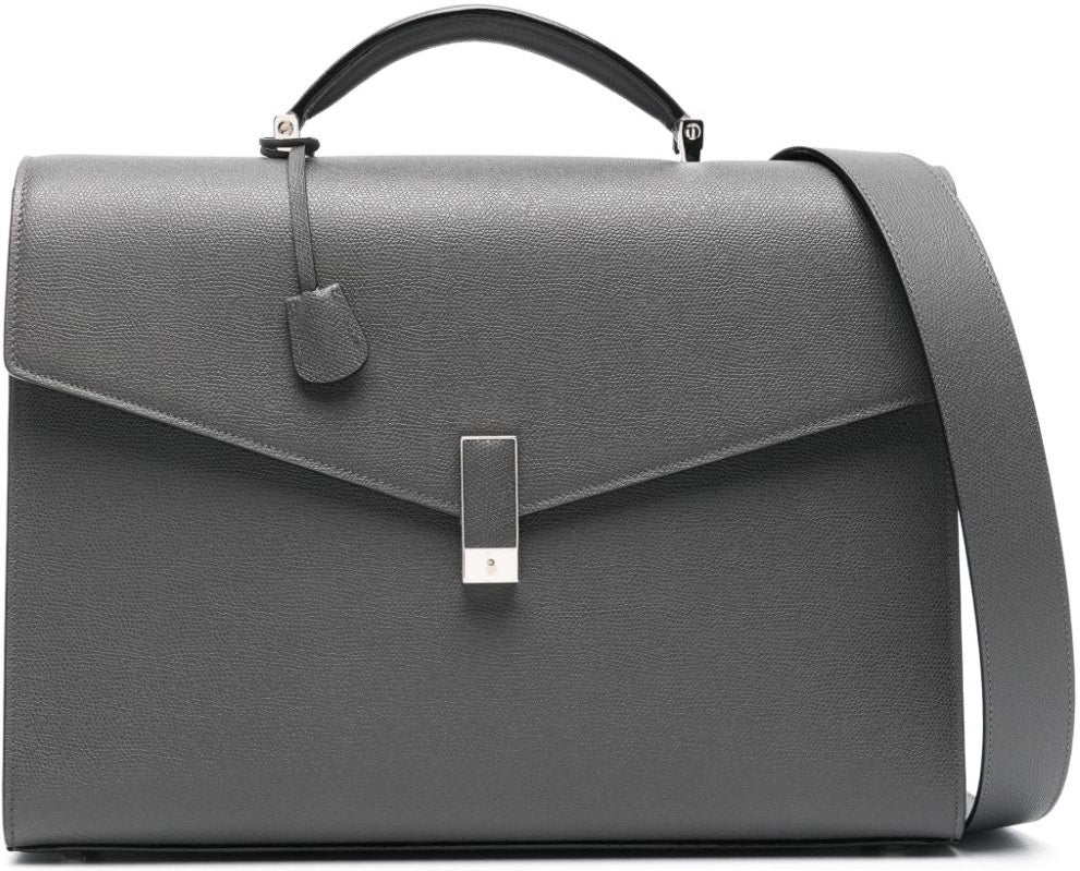 Valextra Men's Iside Leather Handbag in Grey | Size UNI | MBES0003028LRL99GF