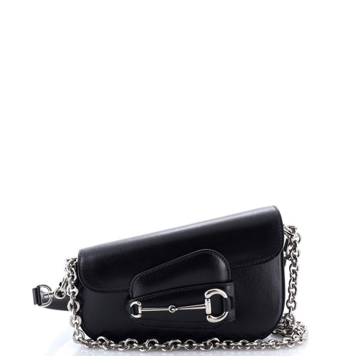 GUCCI Horsebit 1955 Asymmetric Shoulder Bag Leather Mini