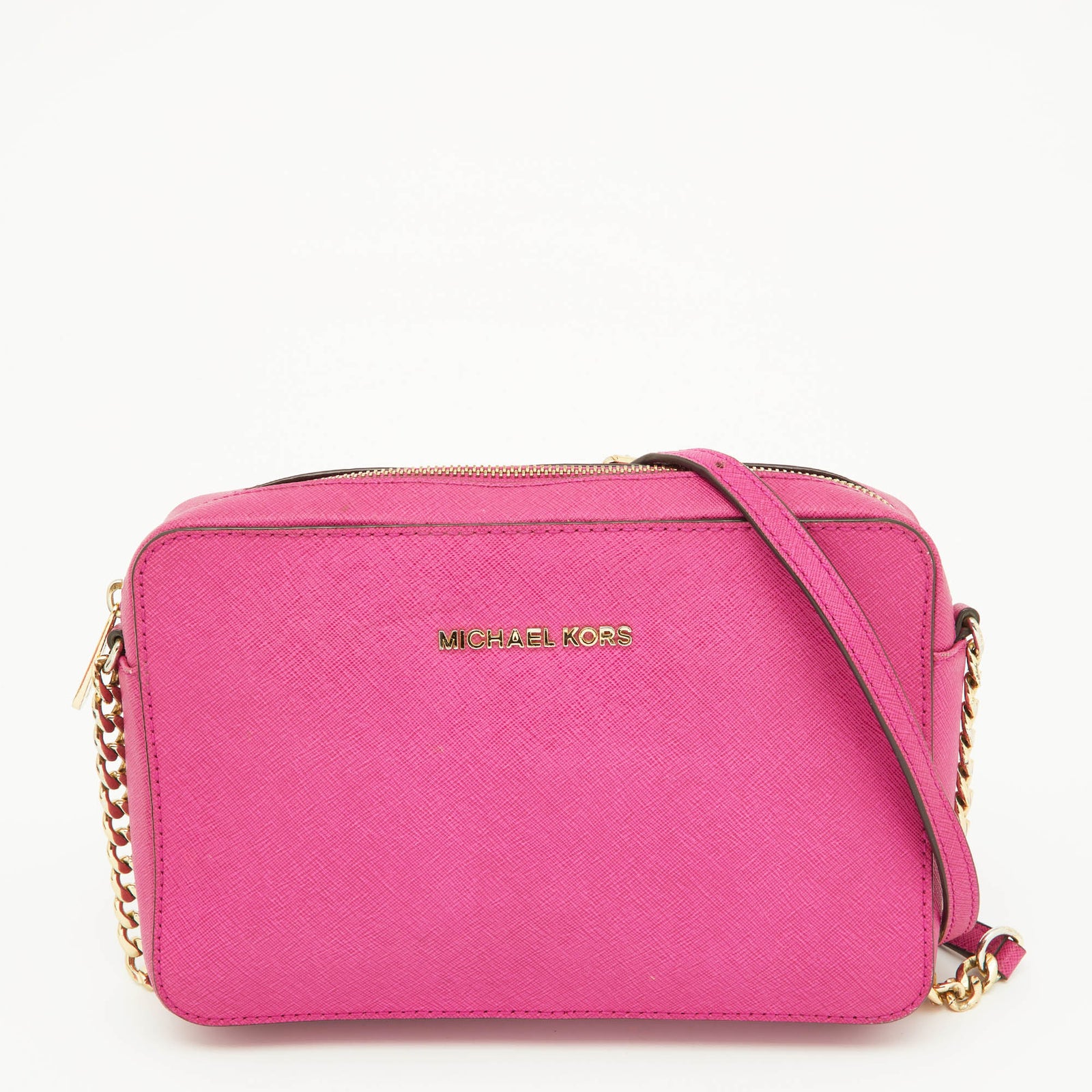 Michael Kors Pink Leather Jet Set Crossbody Bag