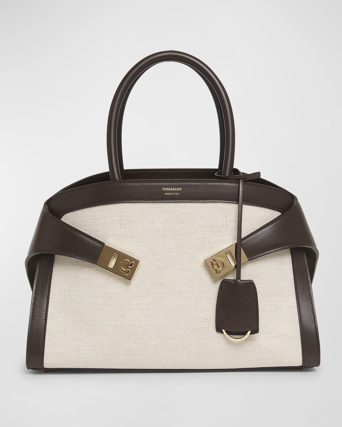 Ferragamo Hug Kuban Canvas Top-Handle Bag