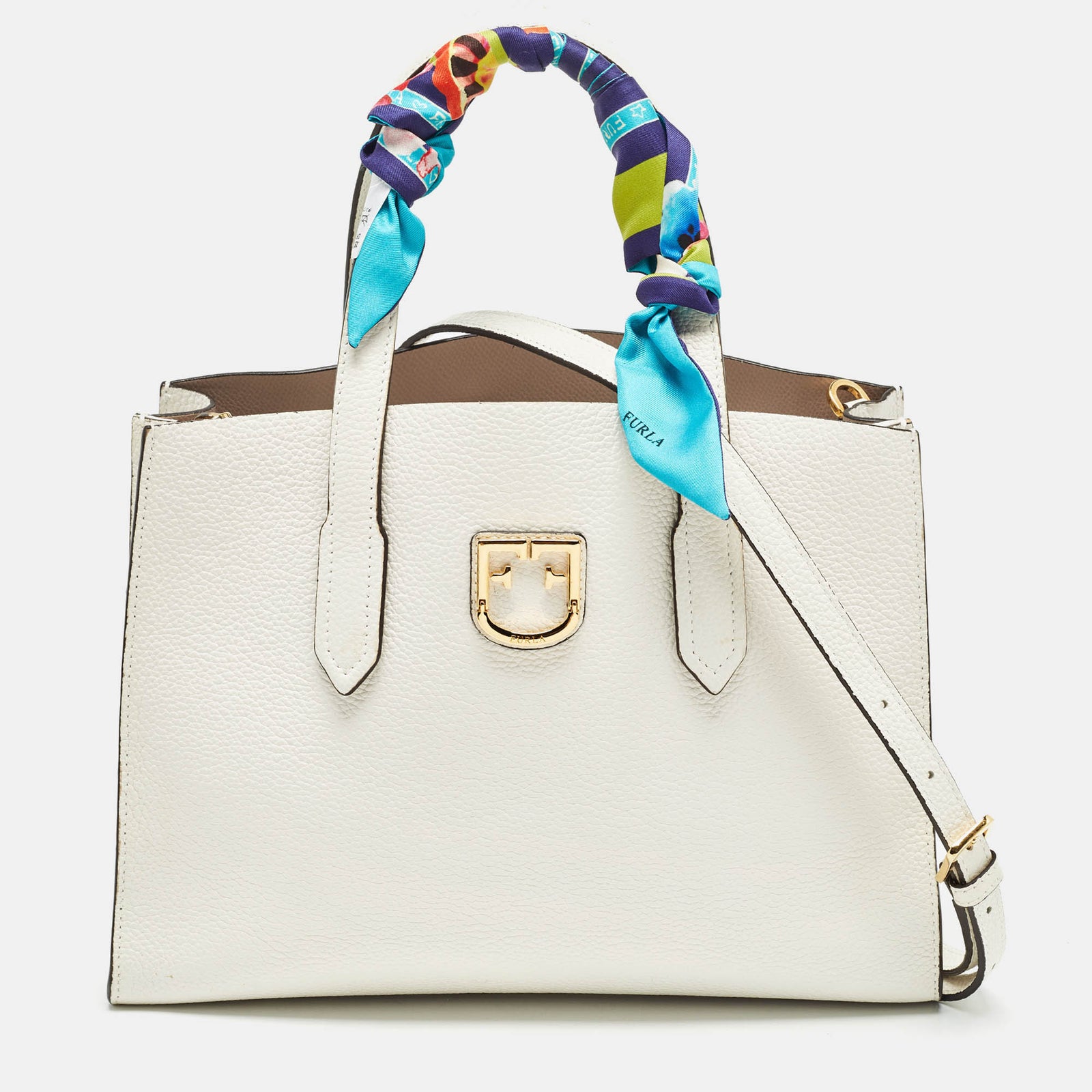 Furla White Leather Lodovica Tote