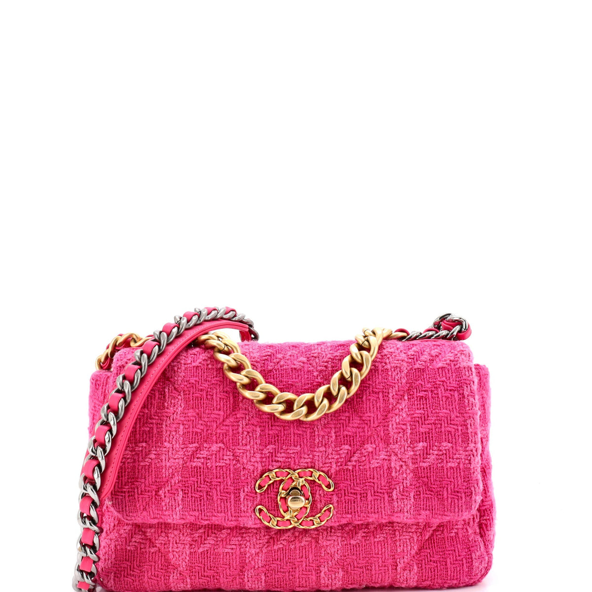 Chanel CHANEL 19 Flap Bag Quilted Tweed Medium