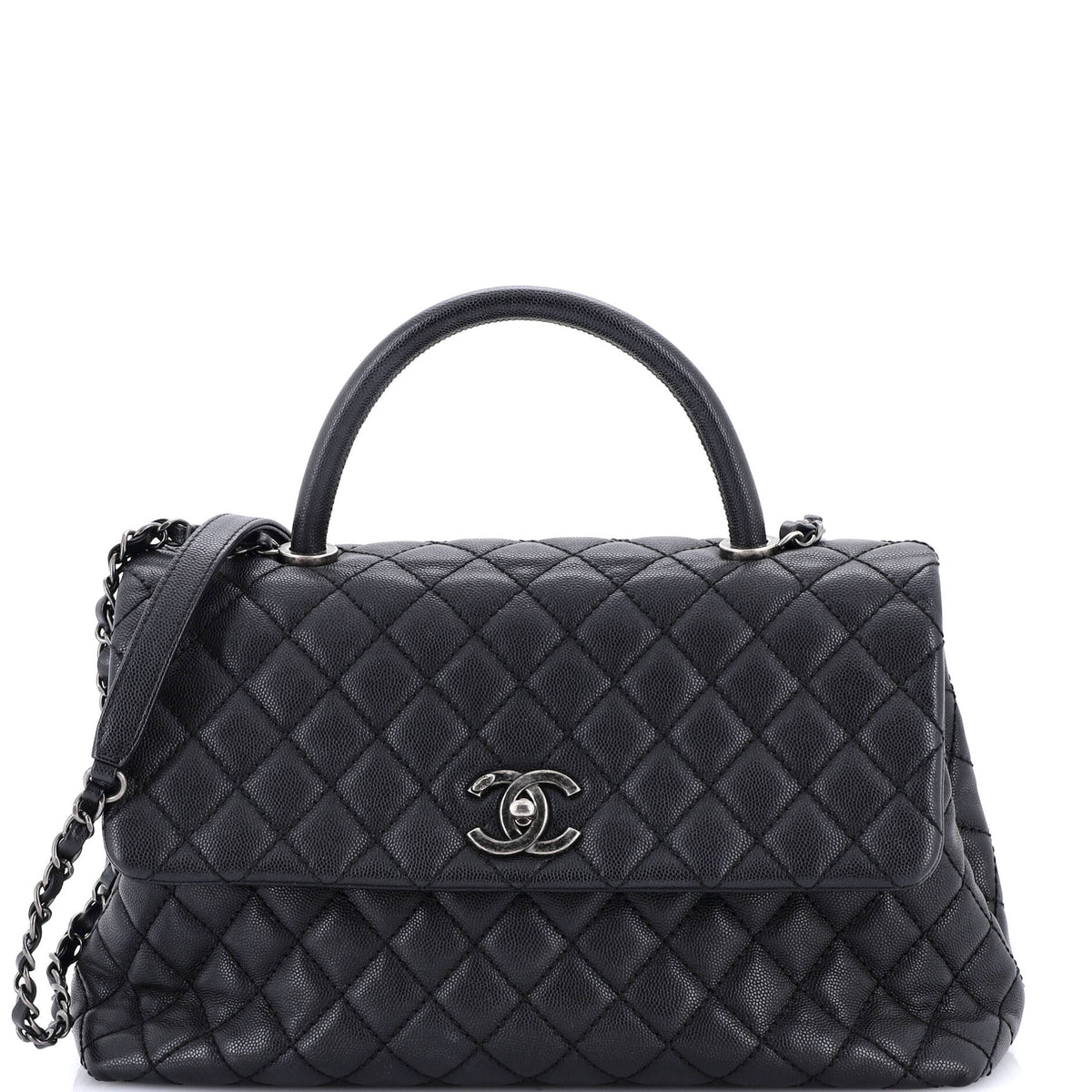 Chanel CHANEL Coco Top Handle Bag Quilted Caviar Medium