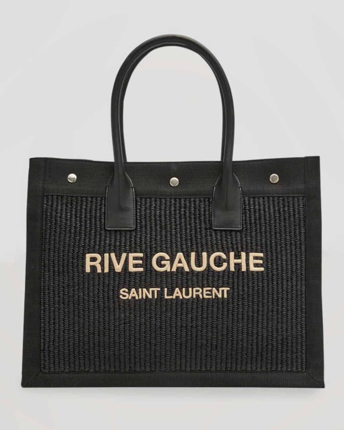 Saint Laurent Rive Gauche Small Tote Bag in Raffia