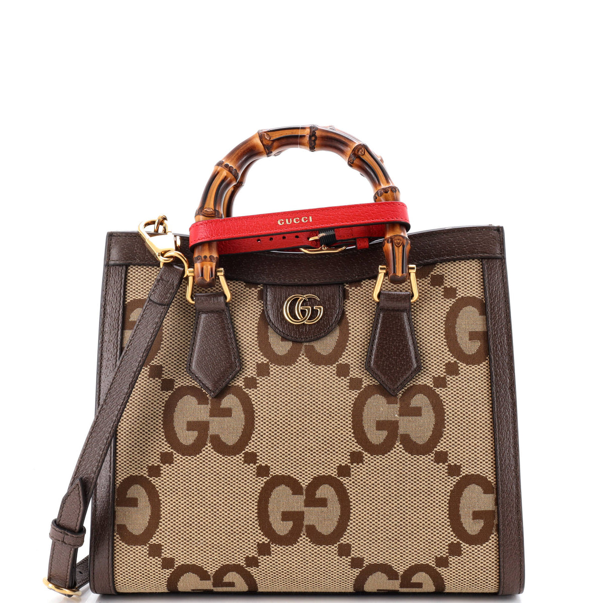 Gucci GUCCI Diana NM Bamboo Handle Tote Jumbo GG Canvas Small