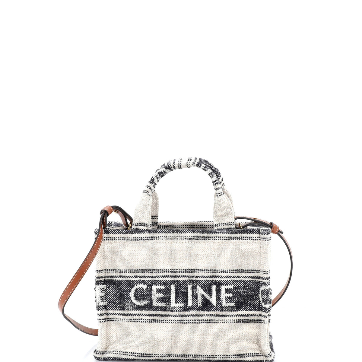 Celine CELINE Cabas Thais Tote Striped Jacquard Textile Small