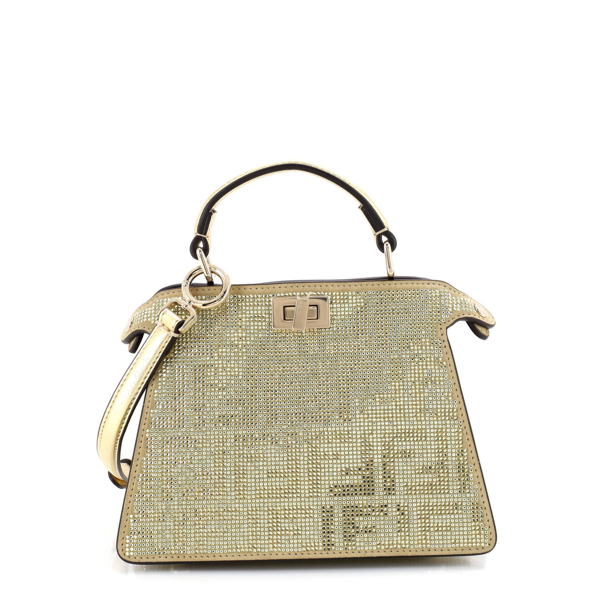 Fendi FENDI Peekaboo ISeeU Bag Zucca Crystal Embellished Suede Petite