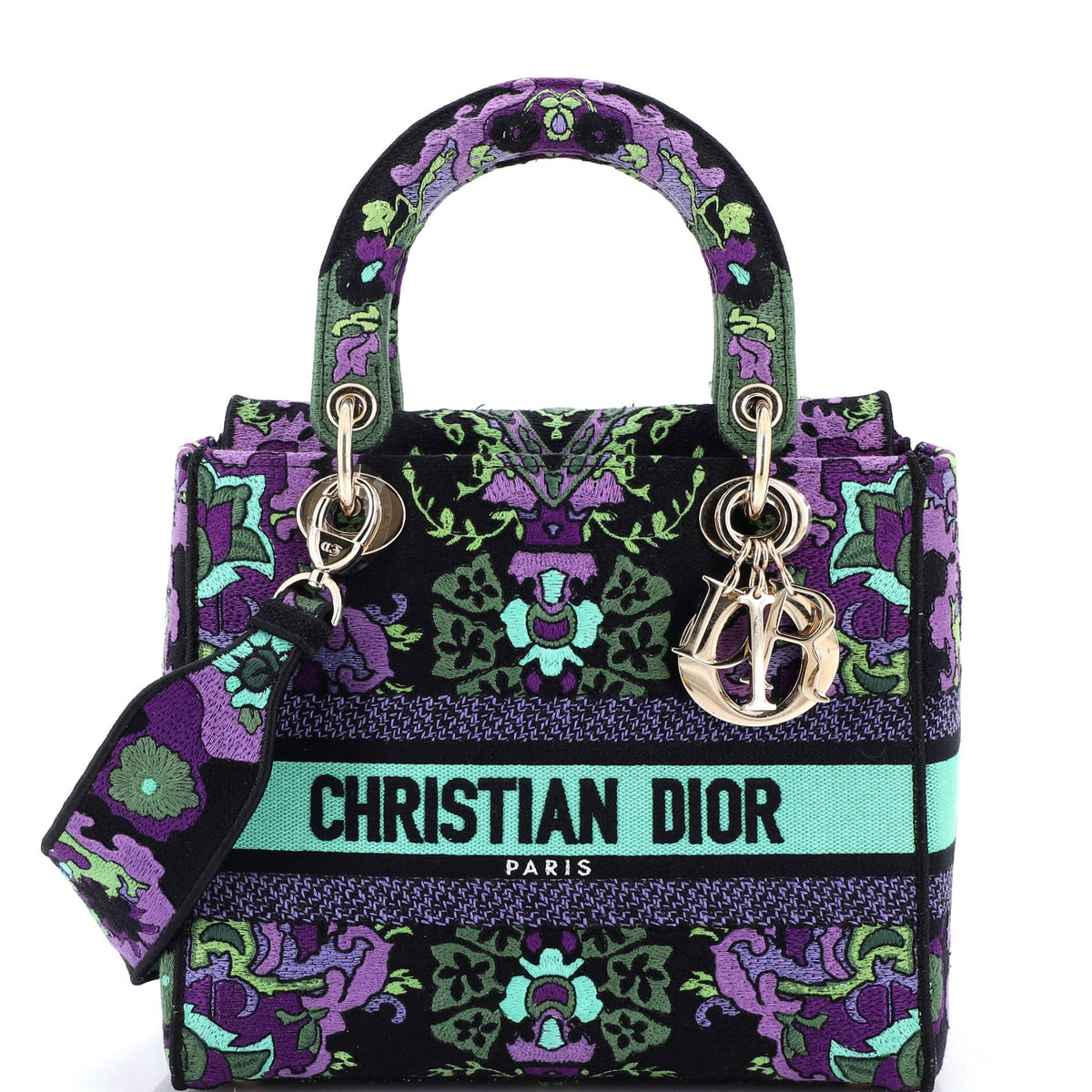 Christian Dior Lady D-Lite Bag Embroidered Canvas Medium