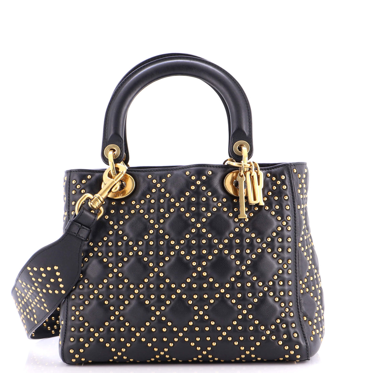 Christian Dior Supple Lady Dior Bag Cannage Studded Lambskin Medium