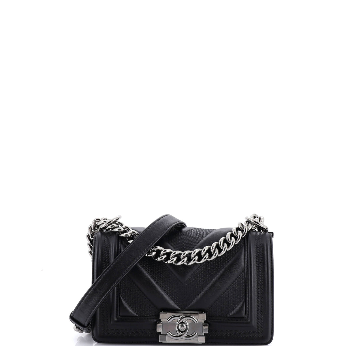 Chanel CHANEL Boy Flap Bag Perforated Chevron Lambskin Small