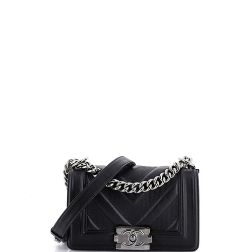 CHANEL Boy Flap Bag Perforated Chevron Lambskin Small