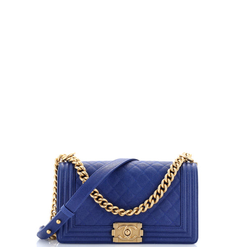 CHANEL Boy Flap Bag Quilted Caviar Old Medium