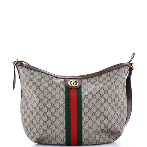 GUCCI Ophidia Half Moon Hobo GG Coated Canvas Large