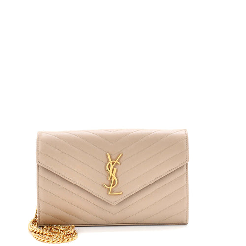 Classic Monogram Wallet on Chain Matelasse Chevron Leather Medium